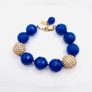 Kate Spade New York Blue & Gold Tone Cubic Zirconia Beaded My Love Line Bracelet